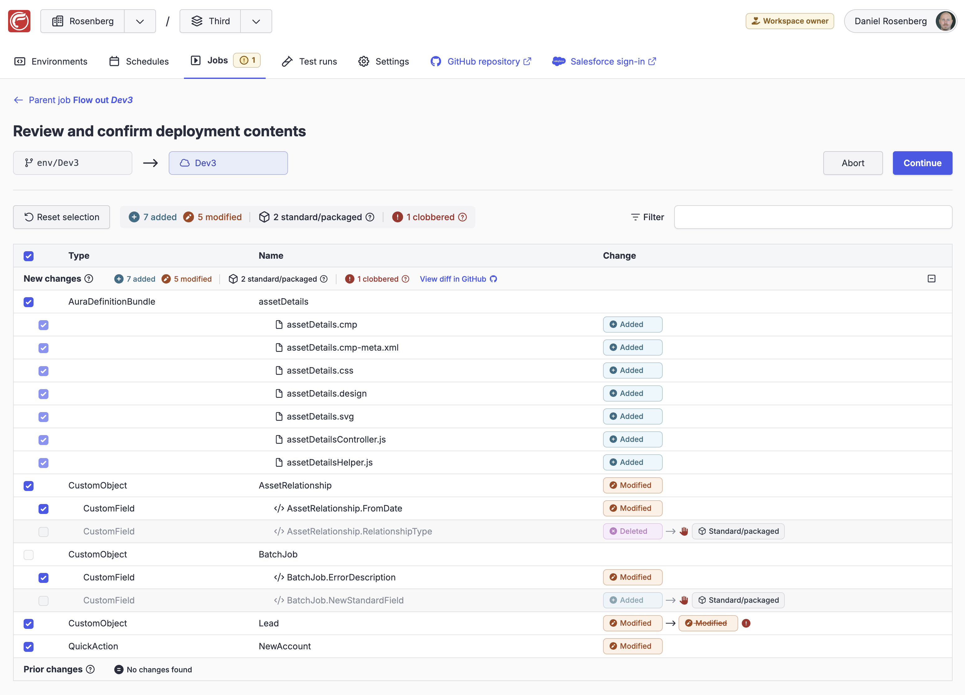 Screenshot showing the 'review and confirm deployment' details view